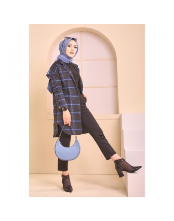 Chemise longue - Tunique à rayures (Surchemise pour saisons Automne Hiver - Vêtement Hijab France) - Couleur anthracite et... 