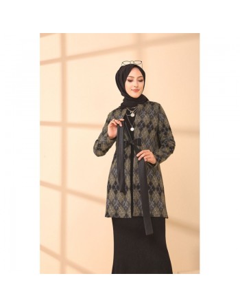 Veste Manteau femme avec ceinture intégrée (Tunique Automne Hiver - Boutique Vêtement Hijab Turque en ligne) - Couleur... 