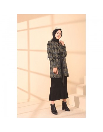 Veste Manteau femme avec ceinture intégrée (Tunique Automne Hiver - Boutique Vêtement Hijab Turque en ligne) - Couleur... 