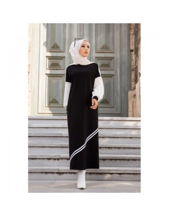 Robe longue décontractée (Boutique de vêtements islamiques modernes pour femmes voilées) - Couleur noir 