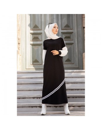 Robe longue décontractée (Boutique de vêtements islamiques modernes pour femmes voilées) - Couleur noir 