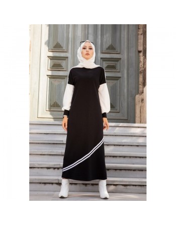 Robe longue décontractée (Boutique de vêtements islamiques modernes pour femmes voilées) - Couleur noir 