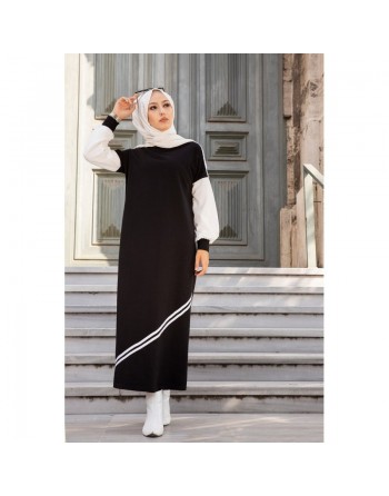 Robe longue décontractée (Boutique de vêtements islamiques modernes pour femmes voilées) - Couleur noir 