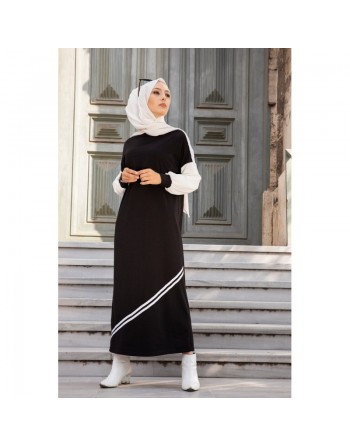 Robe longue décontractée (Boutique de vêtements islamiques modernes pour femmes voilées) - Couleur noir 