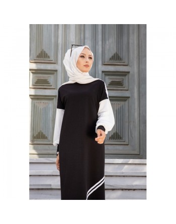 Robe longue décontractée (Boutique de vêtements islamiques modernes pour femmes voilées) - Couleur noir 