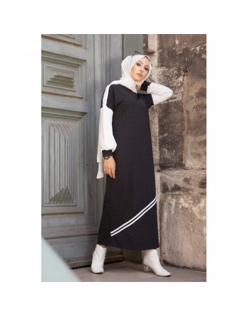 Robe longue style moderne et décontracté (Boutique de vêtements pour femmes voilées) - Couleur anthracite 