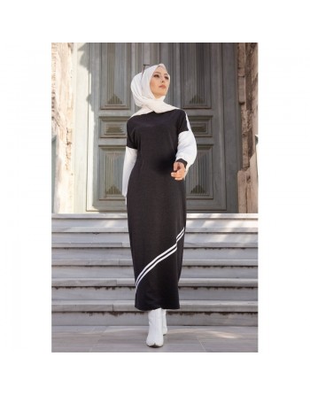 Robe longue style moderne et décontracté (Boutique de vêtements pour femmes voilées) - Couleur anthracite 