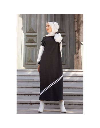 Robe longue style moderne et décontracté (Boutique de vêtements pour femmes voilées) - Couleur anthracite 