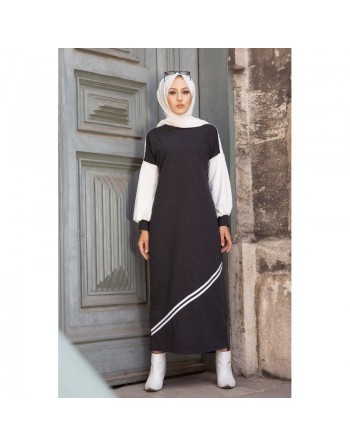 Robe longue style moderne et décontracté (Boutique de vêtements pour femmes voilées) - Couleur anthracite 