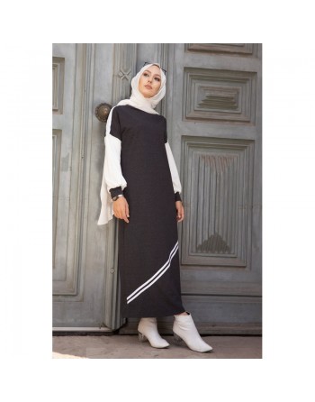 Robe longue style moderne et décontracté (Boutique de vêtements pour femmes voilées) - Couleur anthracite 