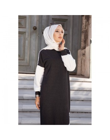 Robe longue style moderne et décontracté (Boutique de vêtements pour femmes voilées) - Couleur anthracite 