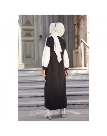 Robe longue style moderne et décontracté (Boutique de vêtements pour femmes voilées) - Couleur anthracite 