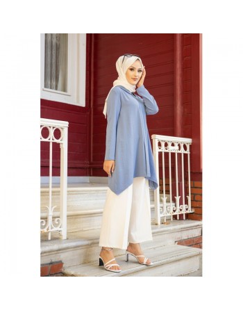 Tunique ample coupe originale (Vetement modeste pour la femme voilée) - Couleur bleu 