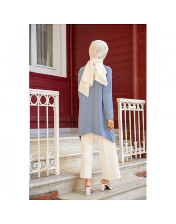 Tunique ample coupe originale (Vetement modeste pour la femme voilée) - Couleur bleu 