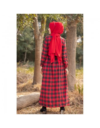 Robe chemise longue boutonnée à carreaux (Vetement en ligne femme musulmane boutique musulmane Paris - France) - Couleur... 
