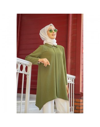 Tunique ample coupe originale (Vetement Hijab pour femme voilée) - Couleur kaki 