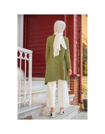 Tunique ample coupe originale (Vetement Hijab pour femme voilée) - Couleur kaki 