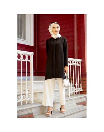 Tunique ample coupe originale (Vetement femme voilée) - Couleur noire 