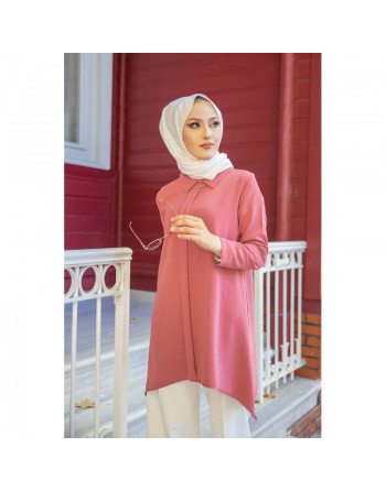 Tunique ample coupe originale (Vetement adapté à la femme musulmane) - Couleur rose 