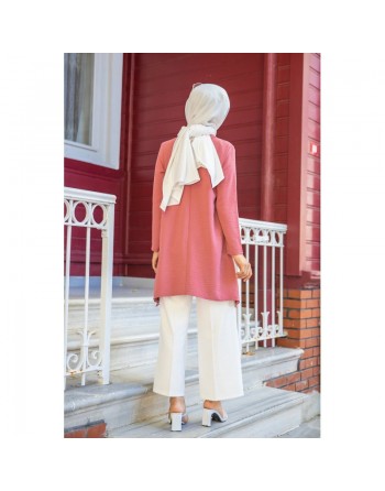 Tunique ample coupe originale (Vetement adapté à la femme musulmane) - Couleur rose 