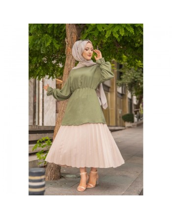 Tunique ample pour femme (Boutique de vêtements musulmans en ligne) - Couleur kaki 