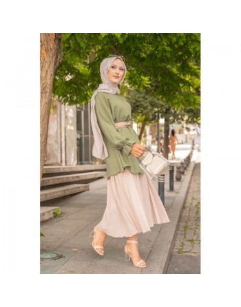 Tunique ample pour femme (Boutique de vêtements musulmans en ligne) - Couleur kaki 