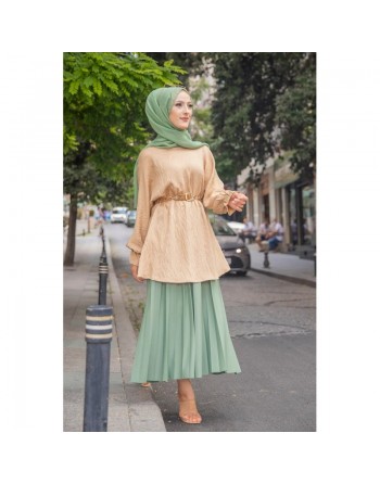 Tunique ample pour femme (Modest Fashion France) - Couleur beige 