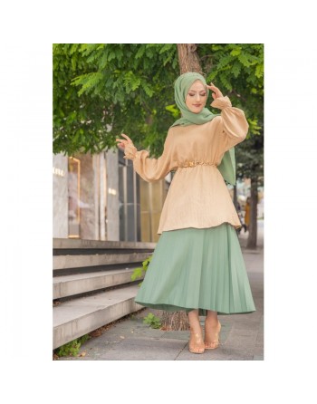 Tunique ample pour femme (Modest Fashion France) - Couleur beige 