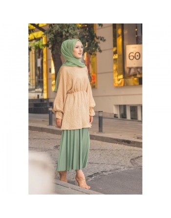 Tunique ample pour femme (Modest Fashion France) - Couleur beige 