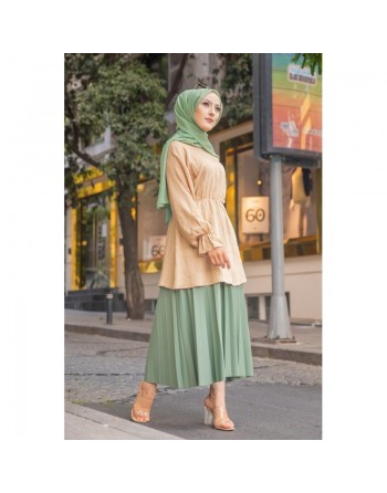 Tunique ample pour femme (Modest Fashion France) - Couleur beige 