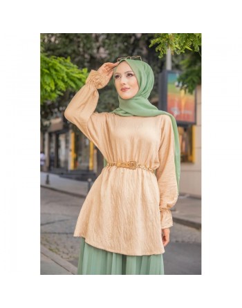 Tunique ample pour femme (Modest Fashion France) - Couleur beige 