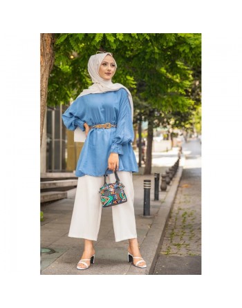 Tunique ample (Mode pudique pour femme voilée) - Couleur Bleu indigo 
