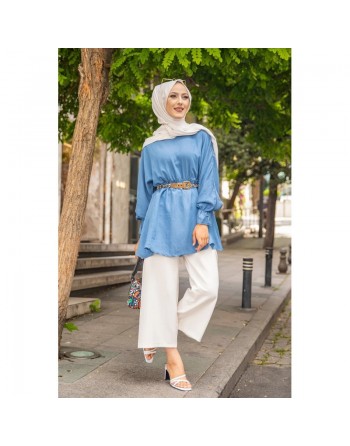 Tunique ample (Mode pudique pour femme voilée) - Couleur Bleu indigo 