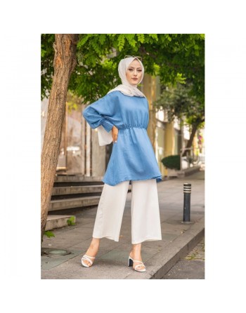 Tunique ample (Mode pudique pour femme voilée) - Couleur Bleu indigo 