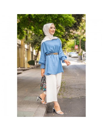 Tunique ample (Mode pudique pour femme voilée) - Couleur Bleu indigo 