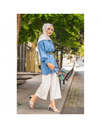 Tunique ample (Mode pudique pour femme voilée) - Couleur Bleu indigo 