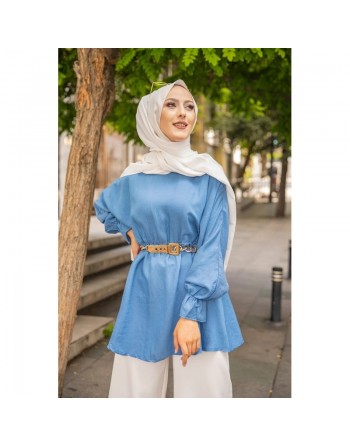 Tunique ample (Mode pudique pour femme voilée) - Couleur Bleu indigo 