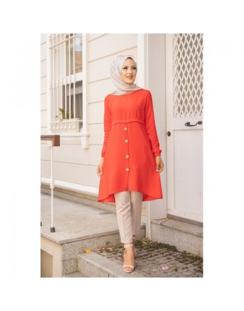 Tunique ample évasée boutonnée pour femme (Nouveauté Modest Fashion) - Couleur Grenade 