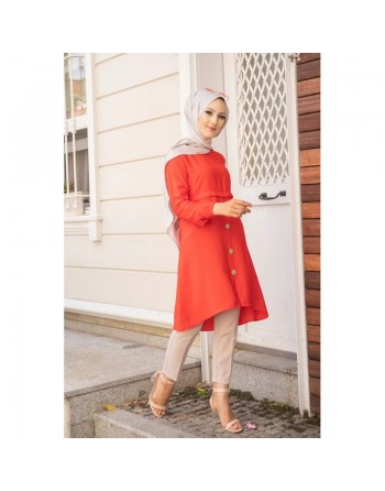 Tunique ample évasée boutonnée pour femme (Nouveauté Modest Fashion) - Couleur Grenade 