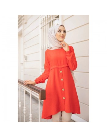 Tunique ample évasée boutonnée pour femme (Nouveauté Modest Fashion) - Couleur Grenade 