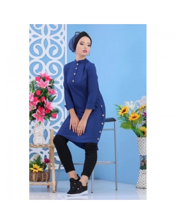 Tunique longue décoration boutons - Plusieurs couleurs disponibles (Grandes tailles disponibles pour femmes) 