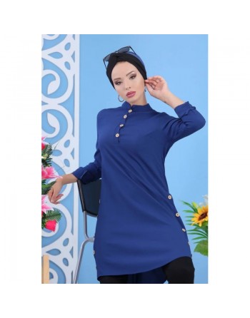 Tunique longue décoration boutons - Plusieurs couleurs disponibles (Grandes tailles disponibles pour femmes) 