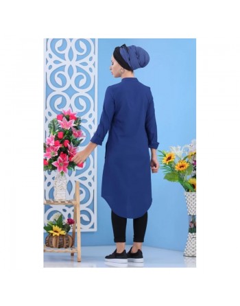Tunique longue décoration boutons - Plusieurs couleurs disponibles (Grandes tailles disponibles pour femmes) 