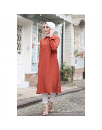 Tunique longue (Tenue musulmane pour femme voilée) - Couleur brique 