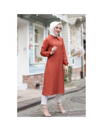 Tunique longue (Tenue musulmane pour femme voilée) - Couleur brique 