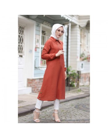 Tunique longue (Tenue musulmane pour femme voilée) - Couleur brique 