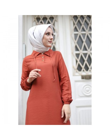 Tunique longue (Tenue musulmane pour femme voilée) - Couleur brique 