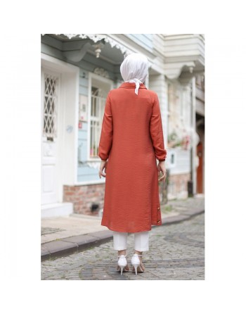 Tunique longue (Tenue musulmane pour femme voilée) - Couleur brique 