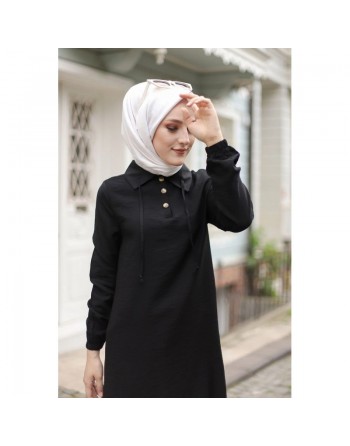 Tunique longue (Vetements Hijab pour femmes voilées) - Couleur noir 