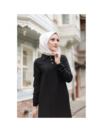 Tunique longue (Vetements Hijab pour femmes voilées) - Couleur noir 
